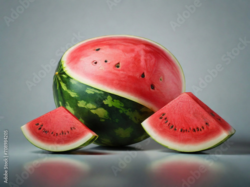 watermelon and slice on the white background 