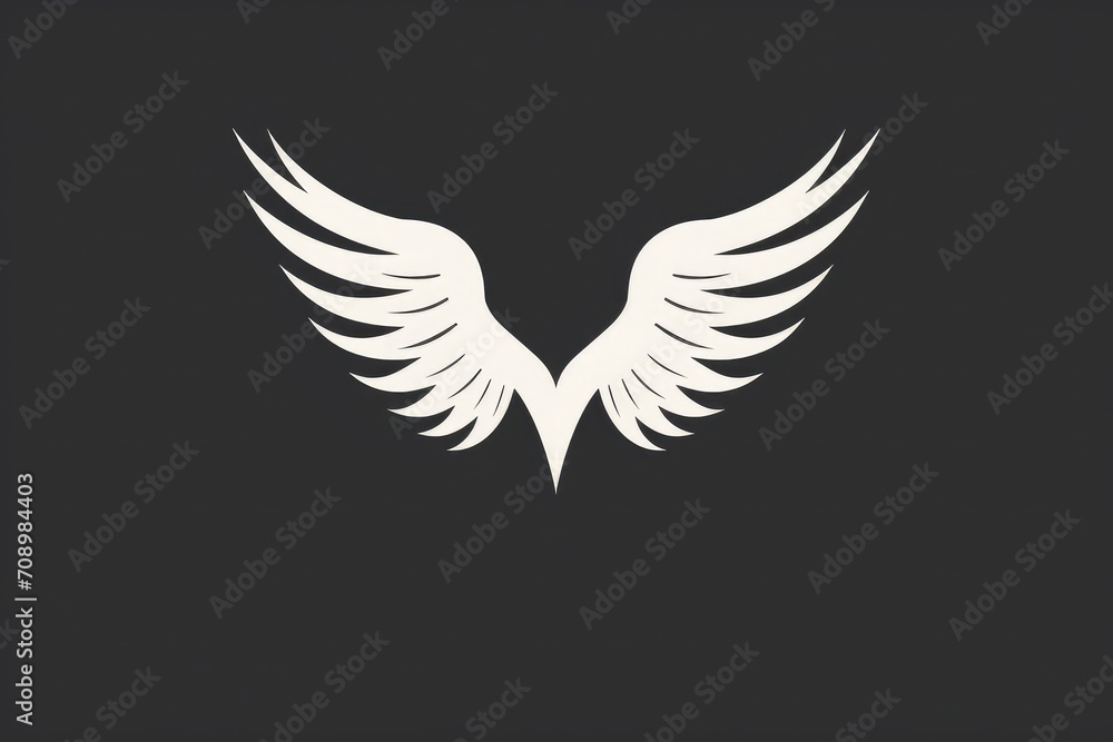 Emblem of Love and Freedom: Angelic Heart Wings on Dark Backdrop - Generative AI Emblem of Love and Freedom: Angelic Heart Wings on Dark Backdrop - Generative AI