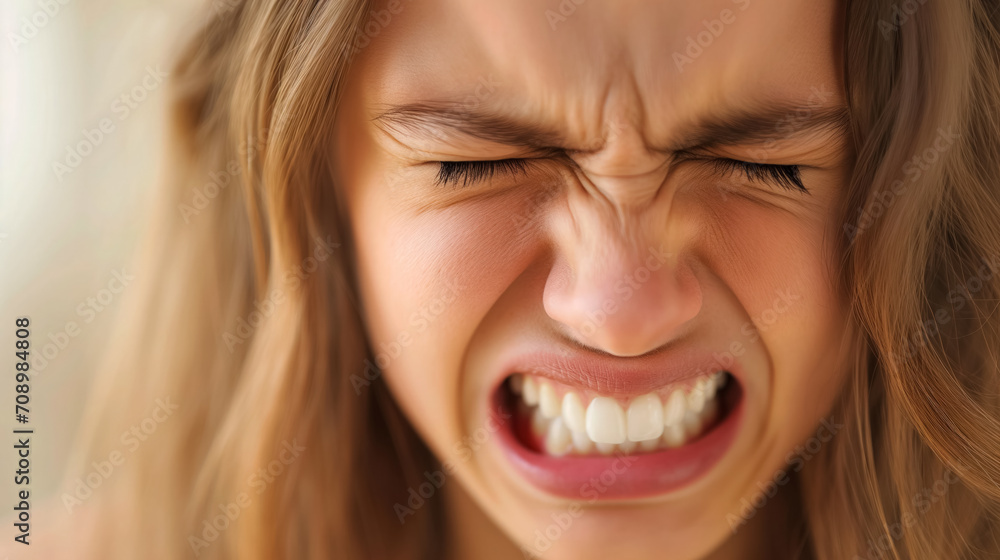 Girl grimacing with a look of disgust. Girl grimacing with a look of disgust.