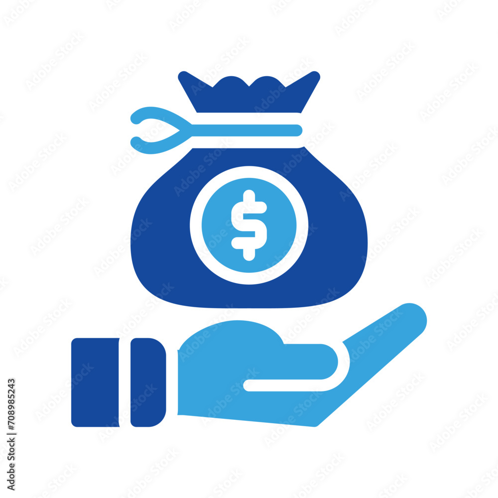 sack coin dollar and hand icon outline black style. Business and finance icons sack coin dollar and hand icon outline black style. Business and finance icons