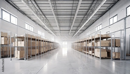 white warehouse interior design with mobile racking system