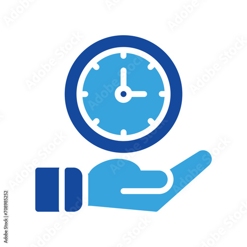 clock timer and hand icon outline black style. Business and finance icons