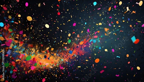 colorful confetti on dark background bright explosion on black texture with different glitters abstract pattern for work print for banners posters and flyers doodle for design and business