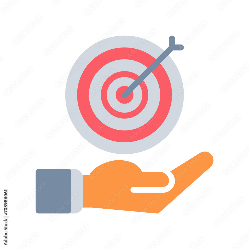 target icon and hand icon outline black style. Business and finance icons target icon and hand icon outline black style. Business and finance icons