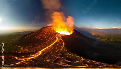 aerial panoramic view of volcano eruption litli hr tur hill photo
