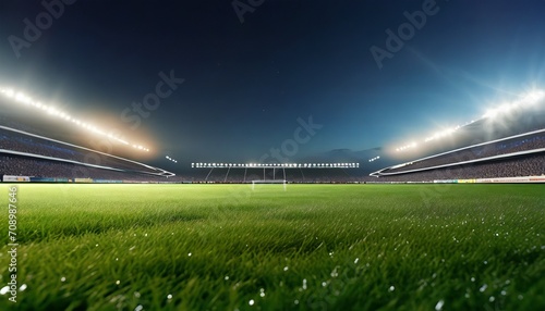 football soccer match grass close up night event lights on the stadium