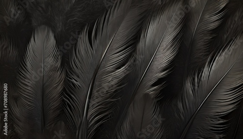 beautiful fluffy dark black feather pattern texture background