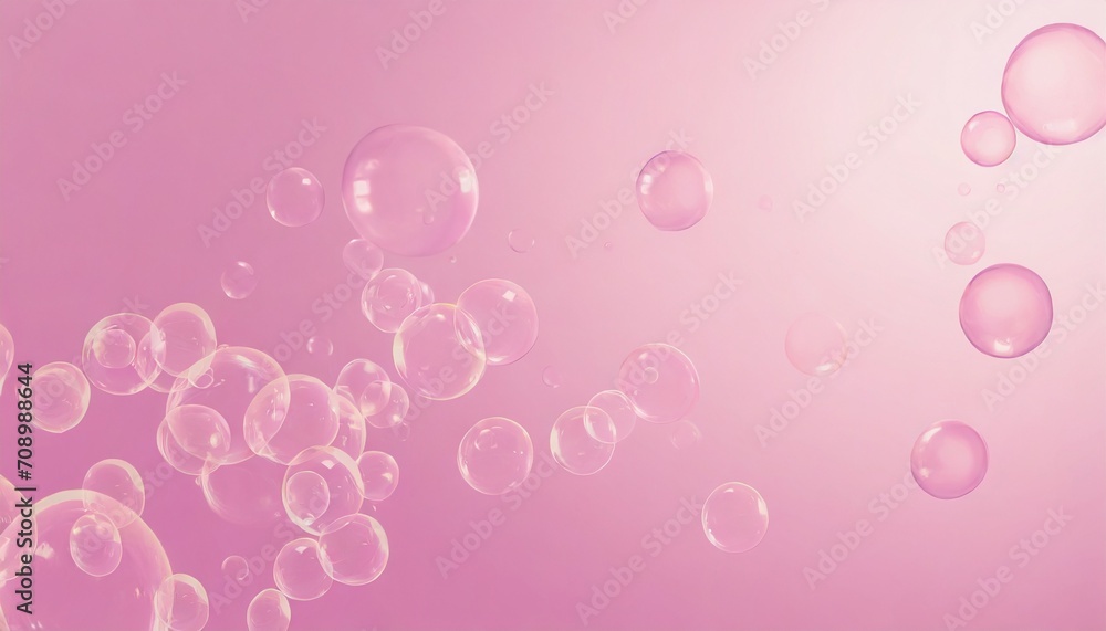 flying bubbles on a colorful background abstract glass molecules floating soap bubbles on pink background