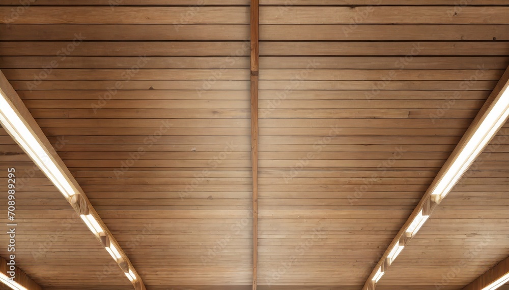 close up on a ceiling made of wooden planks with led strip lamps the texture of wooden boards idea for a wooden plank ceiling design for a loft style interior