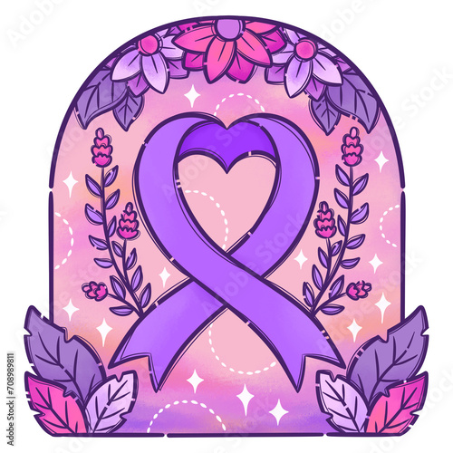 The world cancer day. Ribbon is a symbol of awareness around the globe.