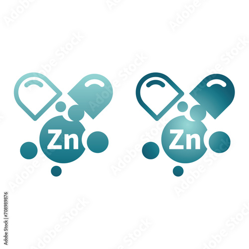 Zinc capsule fill vector icon. Zn pill and supplement in colorful gradient.