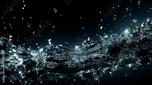 Splashes of Water on a Black Background - Generative Fluid Art