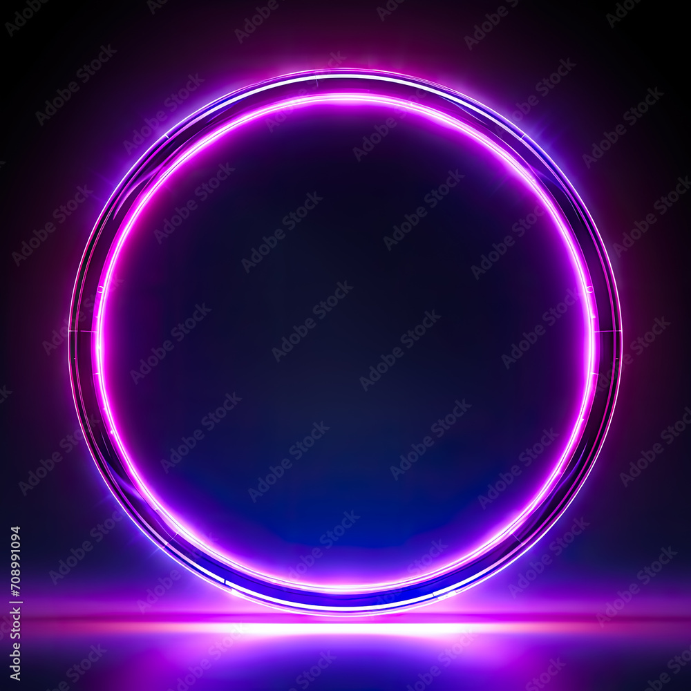 Obraz premium beautiful purple neon ring with glow generated by AI