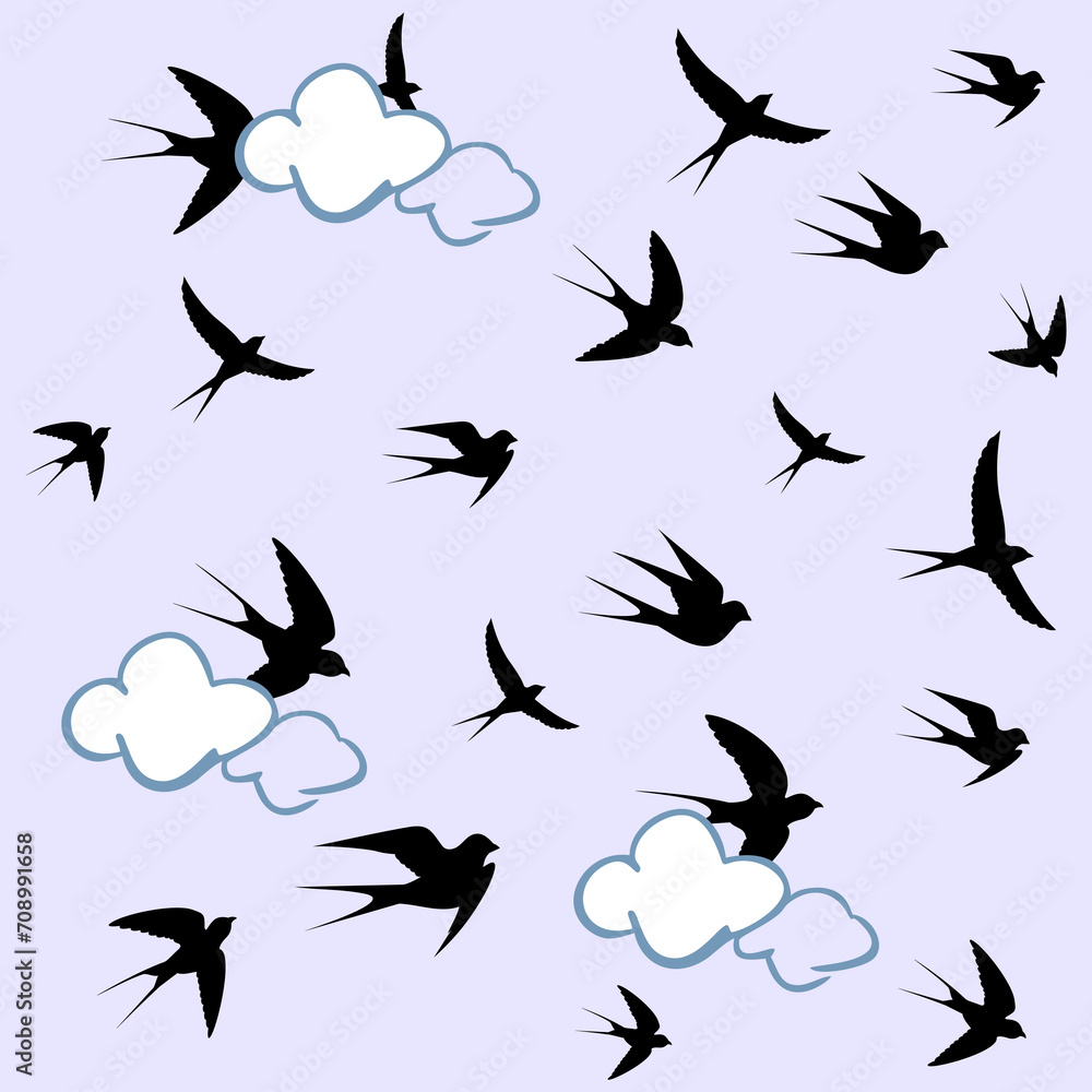 Fototapeta premium birds circling in the clouds