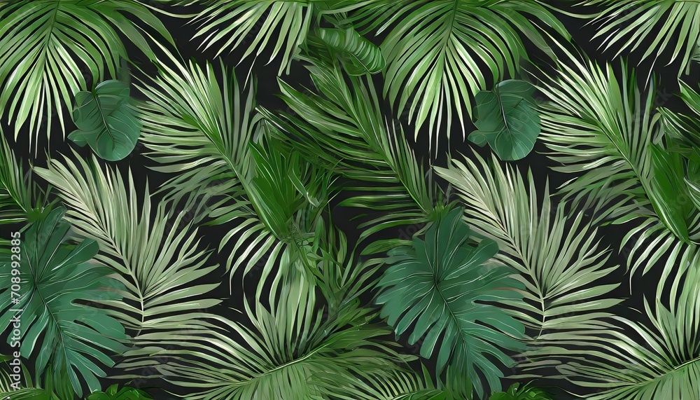 exotic tropical pattren tropical gren palm leaves background hand drawing 3d illustration dark tropical leaves wallpaper great for fabric wallpaper paper design