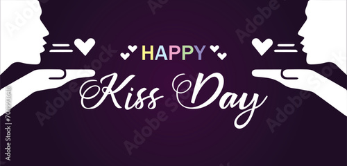 Happy Kiss Day Beautiful Text illustration Design