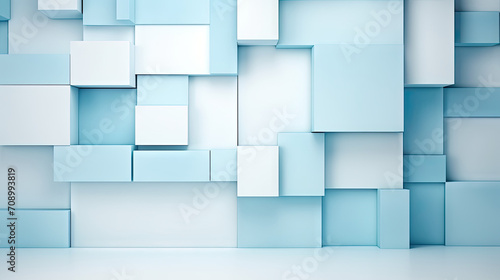 Abstract blue cubes background - A digital design featuring a backdrop of blue geometric cubes. Suitable for technology, business, and futuristic themed projects. Ideal for web banners, presentations,
