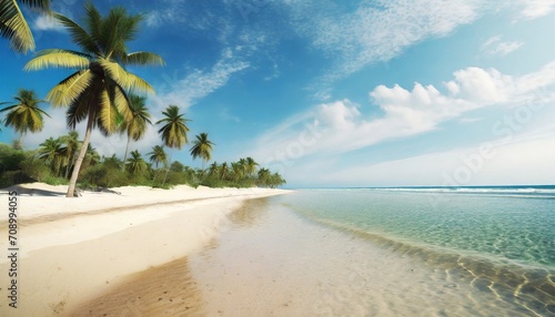 beach with palm trees generative ai © Richard