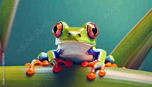 red eyed tree frog in vibrant colors