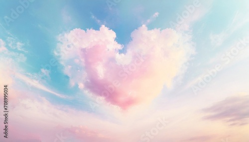 heart made of clouds in the sky with pastel colors love concept beautiful colorful valentine day heart in the clouds as abstract background