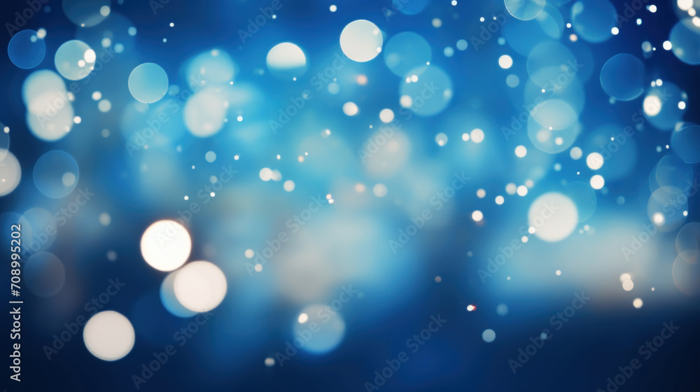 Soft blue bokeh background with sparkling light circles creating a tranquil and magical atmosphere.