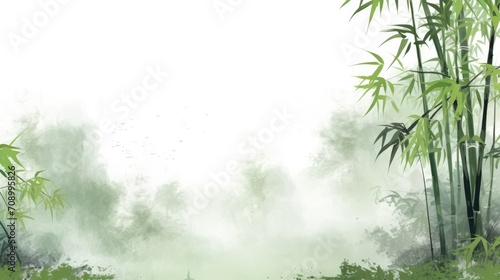 Bamboo ink painting style background illustrator #708995826