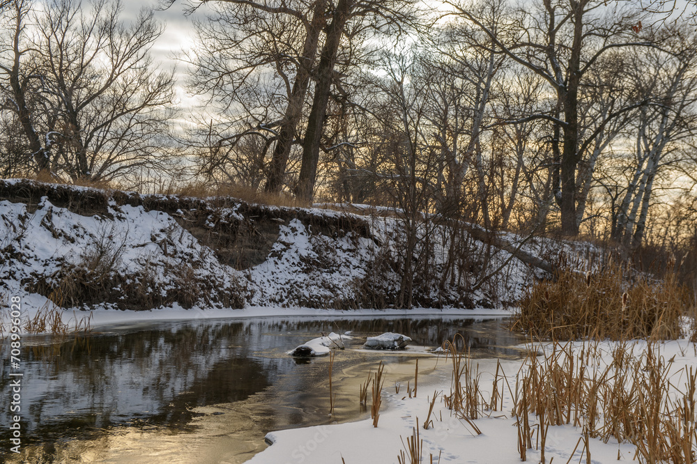 river in the winter forest near the city of Severodonetsk 1