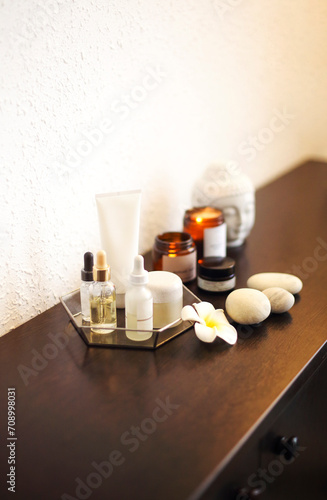 Wallpaper Mural Candles and skincare products on table Torontodigital.ca