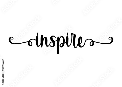 Logo con palabra en texto manuscrito inspire con raya de decoración de caligrafía