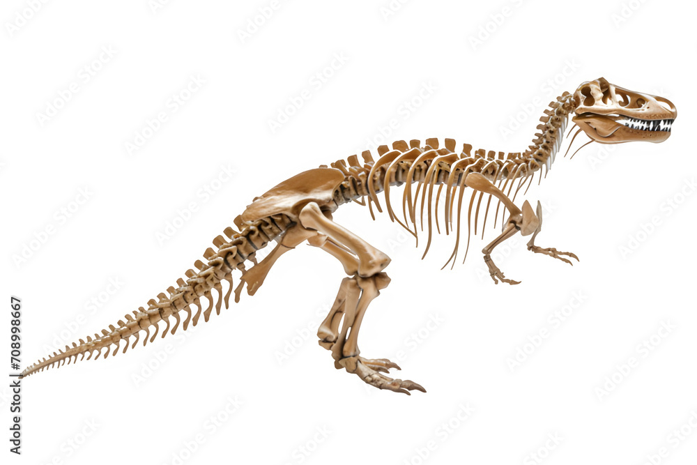 Obraz premium dinosaur bone fossil isolated on transparent background ,generative ai
