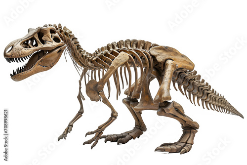 dinosaur bone fossil isolated on transparent background  generative ai