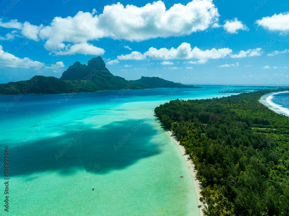 Fototapeta premium Bora Bora paradise by drone, French Polynesia