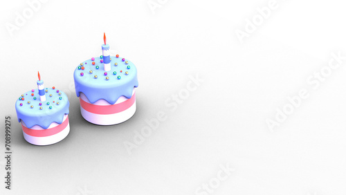 3d render birthday cake pastel color copy space