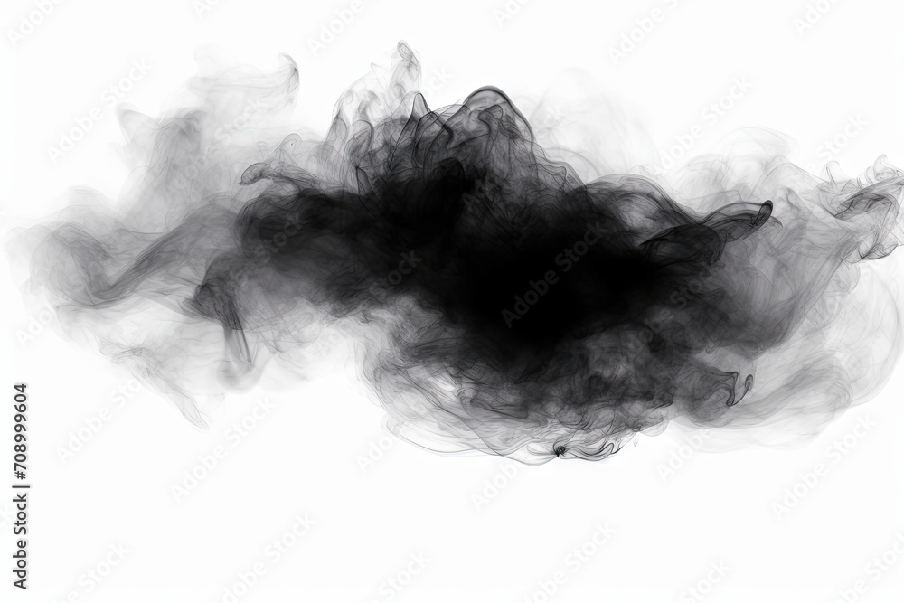 black smoke on white background - obrazy, fototapety, plakaty 