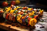 Grilled vegetable skewers with a balsamic glaze