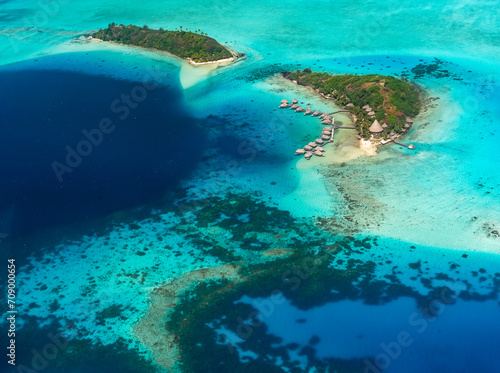 Fototapeta Naklejka Na Ścianę i Meble -  Bora Bora aerial view, French Polyneisa