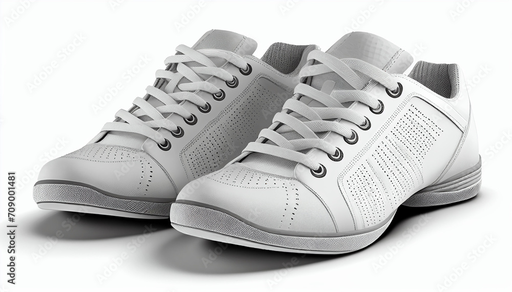 An isolated pair of sneakers against a white background