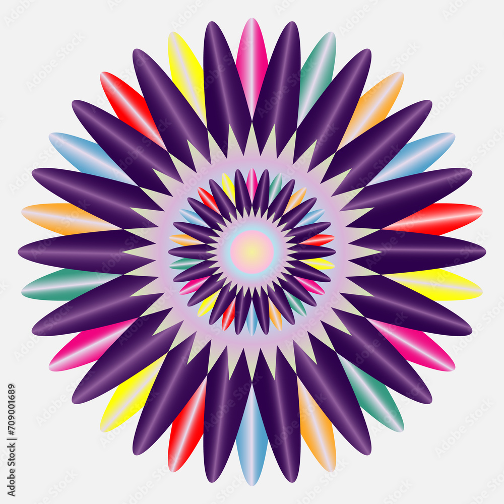 graphic element for design, flower in lilac-violet colors, multi-colored petals graphic element for design, flower in lilac-violet colors, multi-colored petals