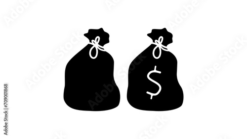 Money Bag, black isolated silhouette