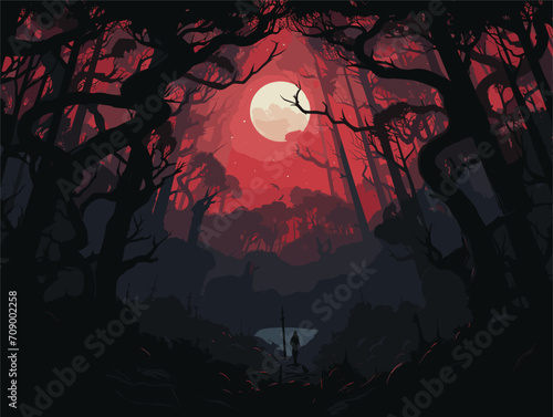 halloween background with forest