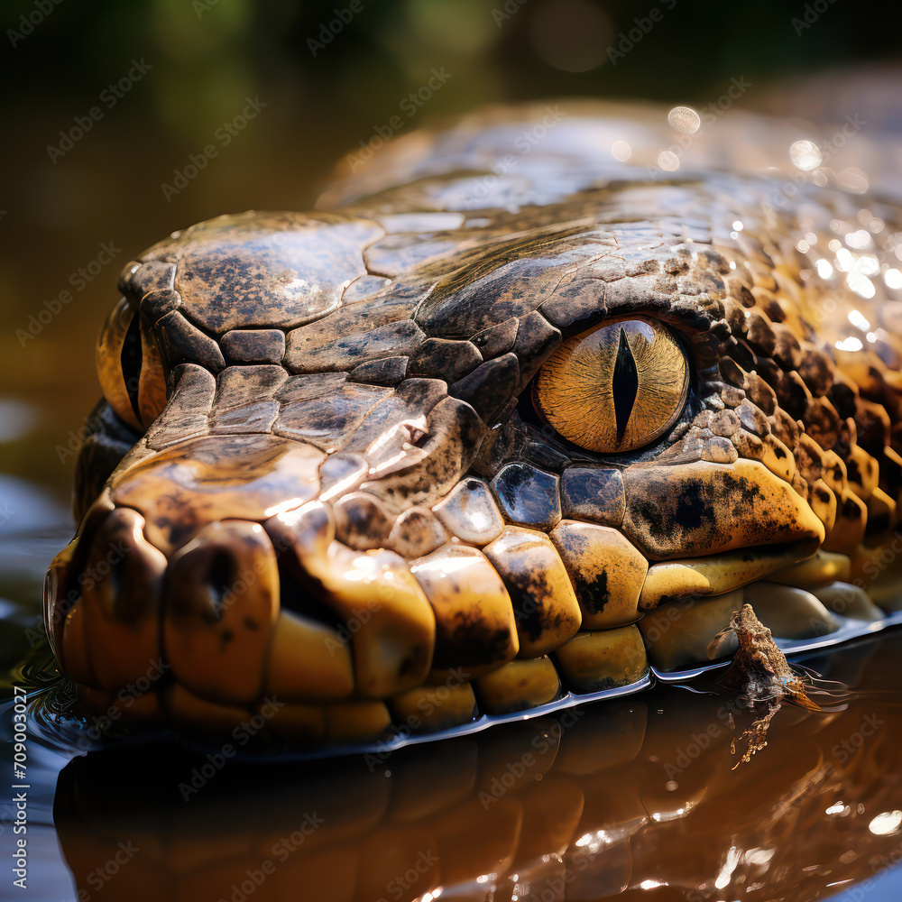 Fototapeta premium close up of a head of anaconda