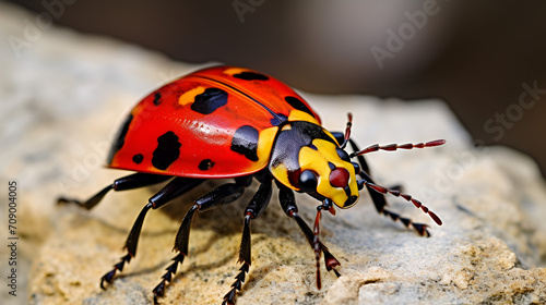 The firebug, Pyrrhocoris apterus, is a common insect of the family Pyrrhocoridae, Cret, generative ai photo