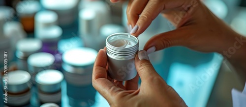 Patient applies medicinal ointment from aluminum tubes to treat skin conditions like psoriasis and acne.