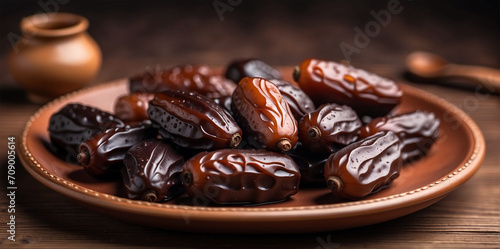 Premium photo of a plate of delicious dates with a cup of milk 4 photo