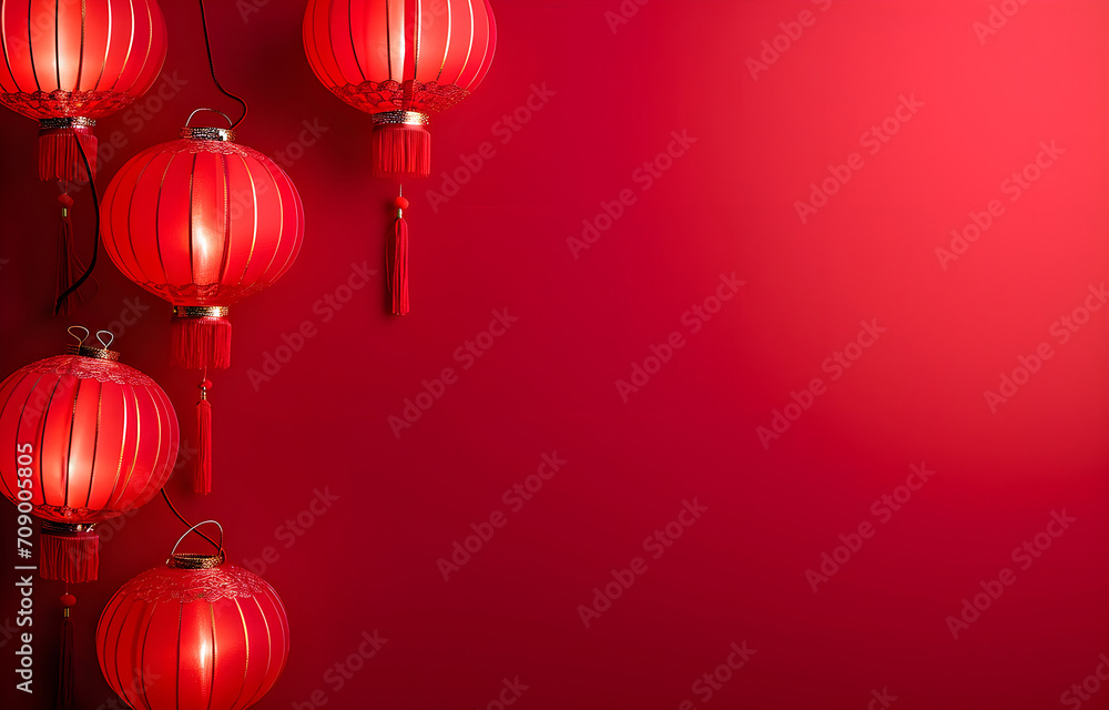 China Day advertisment background with red paper chinese lanterns and copy space China Day advertisment background with red paper chinese lanterns and copy space