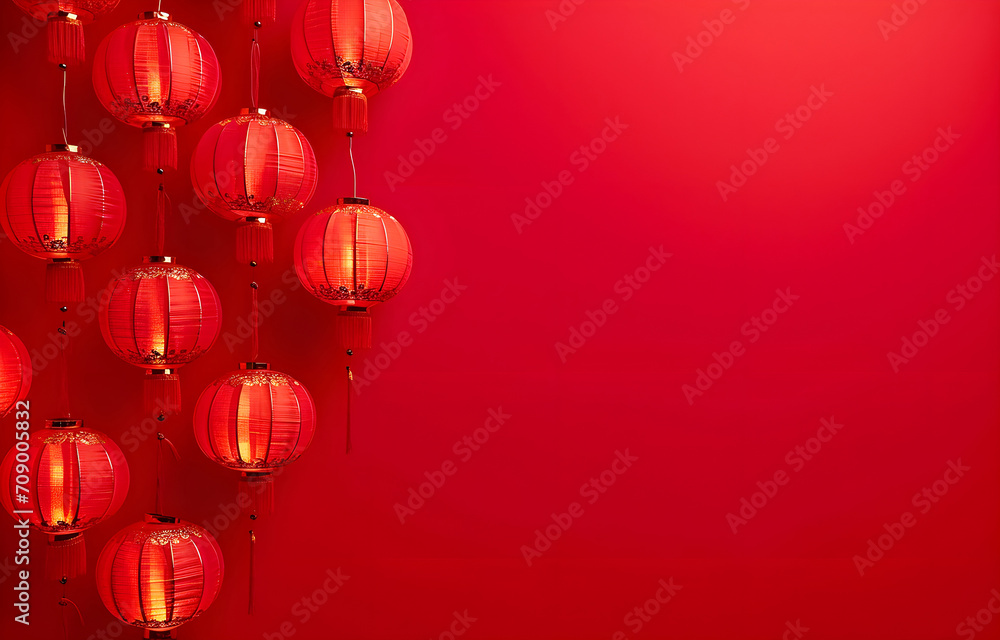 China Day advertisment background with red paper chinese lanterns and copy space China Day advertisment background with red paper chinese lanterns and copy space