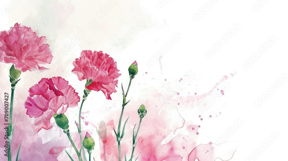 Carnation flower on soft pink background, copy space. Carnation flower on soft pink background, copy space.