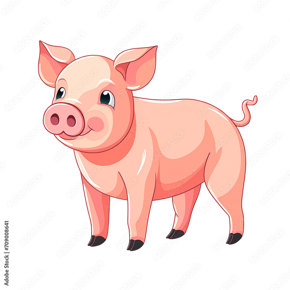 Illustration of cute pig cartoon style isolated on white background Illustration of cute pig cartoon style isolated on white background
