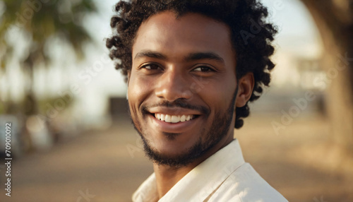 Black Man with Cornrows, Smiling for Picture - 2018 Stock Image