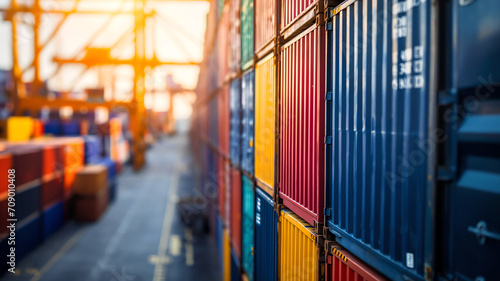 shipping containers at port logistics and trade